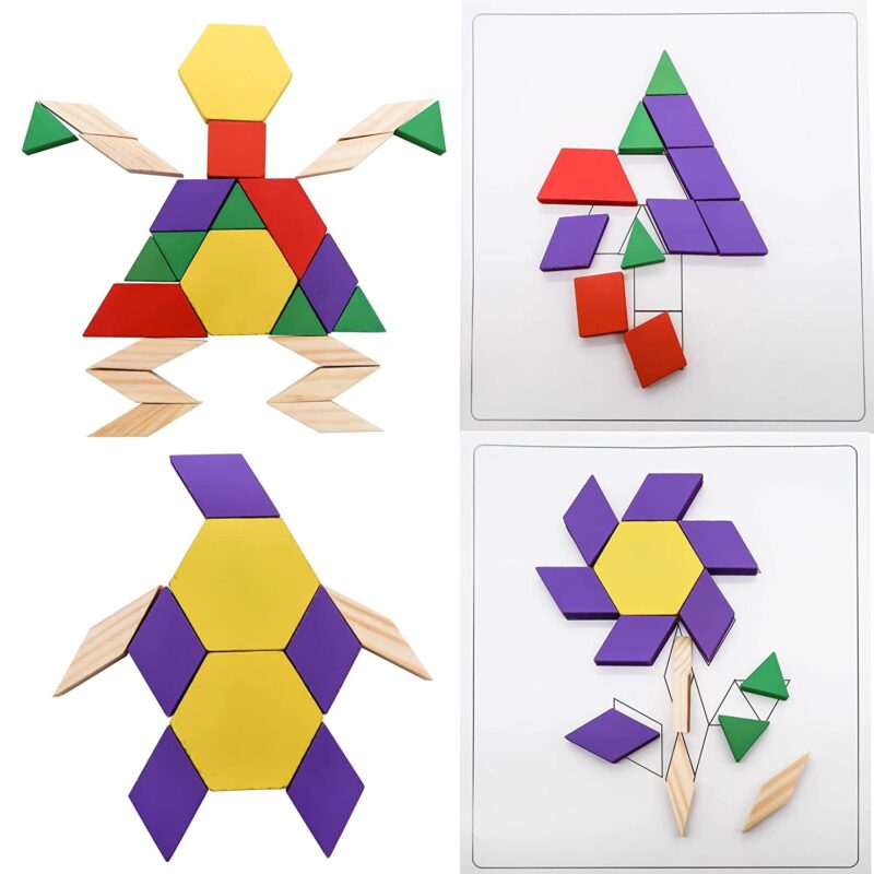 Joc Tangram lemn Jocul chinezesc Forme cu 125 piese