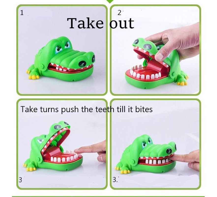 Jucarie interactiva Crocodilul cu dinti musca degetul