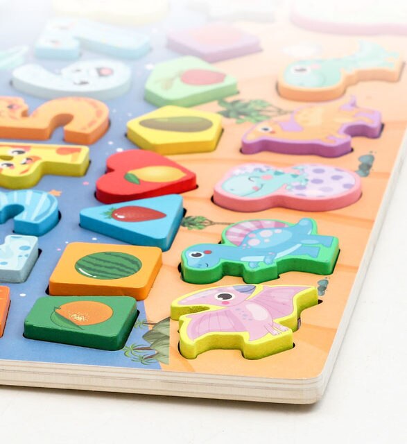 Placa Montessori Joc logaritmic Puzzle dinozauri Forme