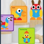 Puzzle lemn Montessori Tangram cu forme geometrice