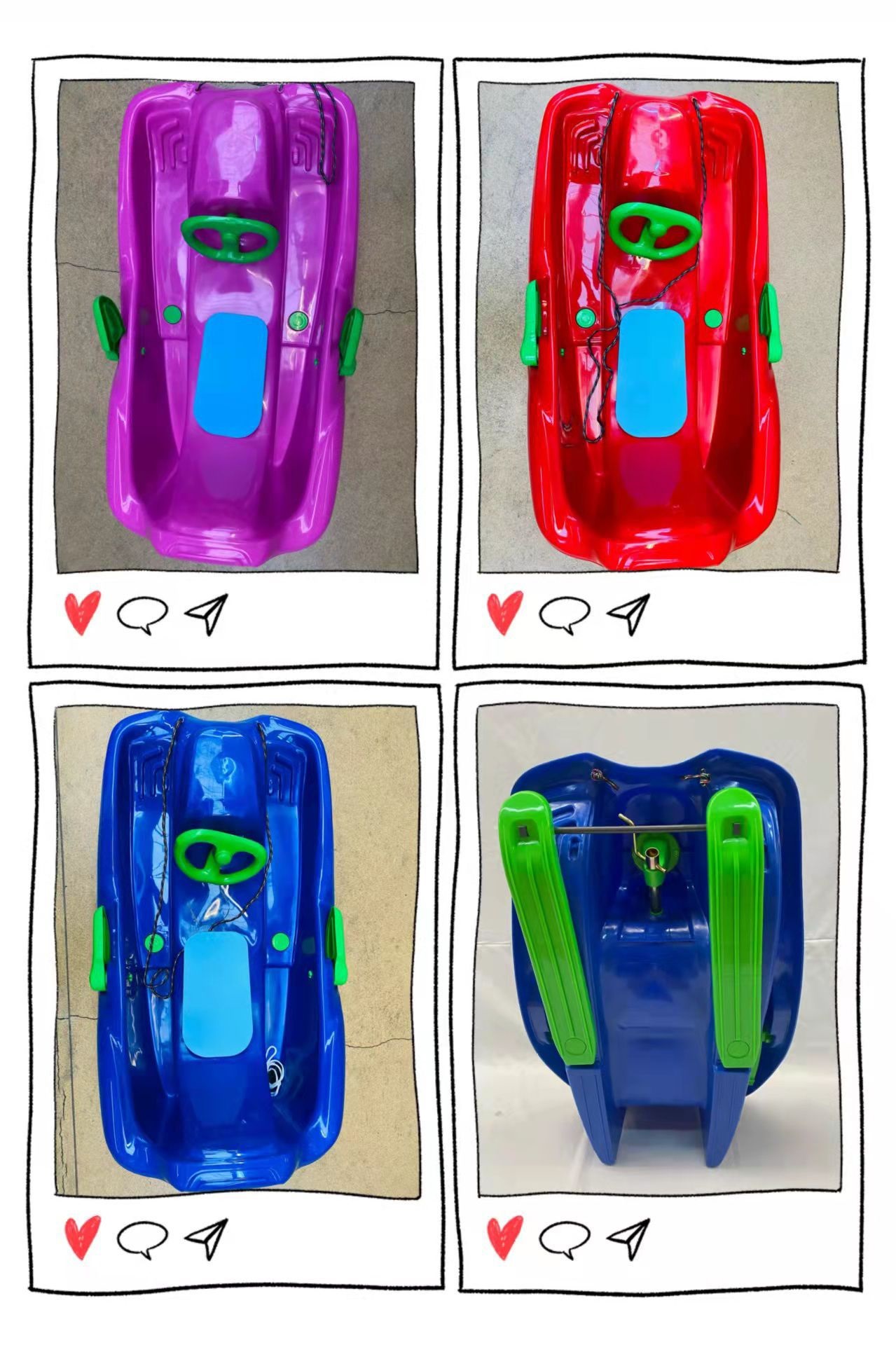 Sanie bob viteza Volan Frane duble Manere laterale