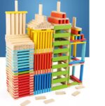 Set Cuburi tridimensionale Constructie 210 piese lemn