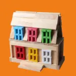 Set Cuburi tridimensionale Constructie 210 piese lemn