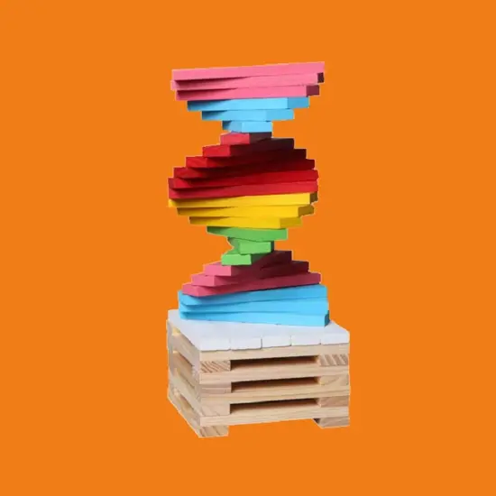 Set Cuburi tridimensionale Constructie 210 piese lemn