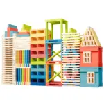 Set Cuburi tridimensionale Constructie 210 piese lemn