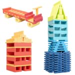 Set Cuburi tridimensionale Constructie 210 piese lemn
