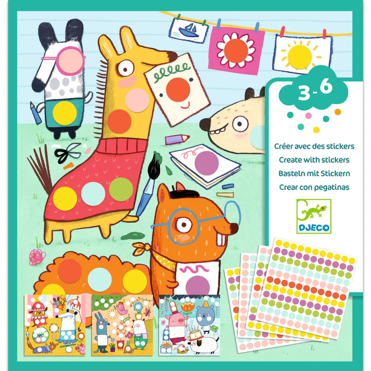 Set creativ cu autocolante Buline colorate Djeco