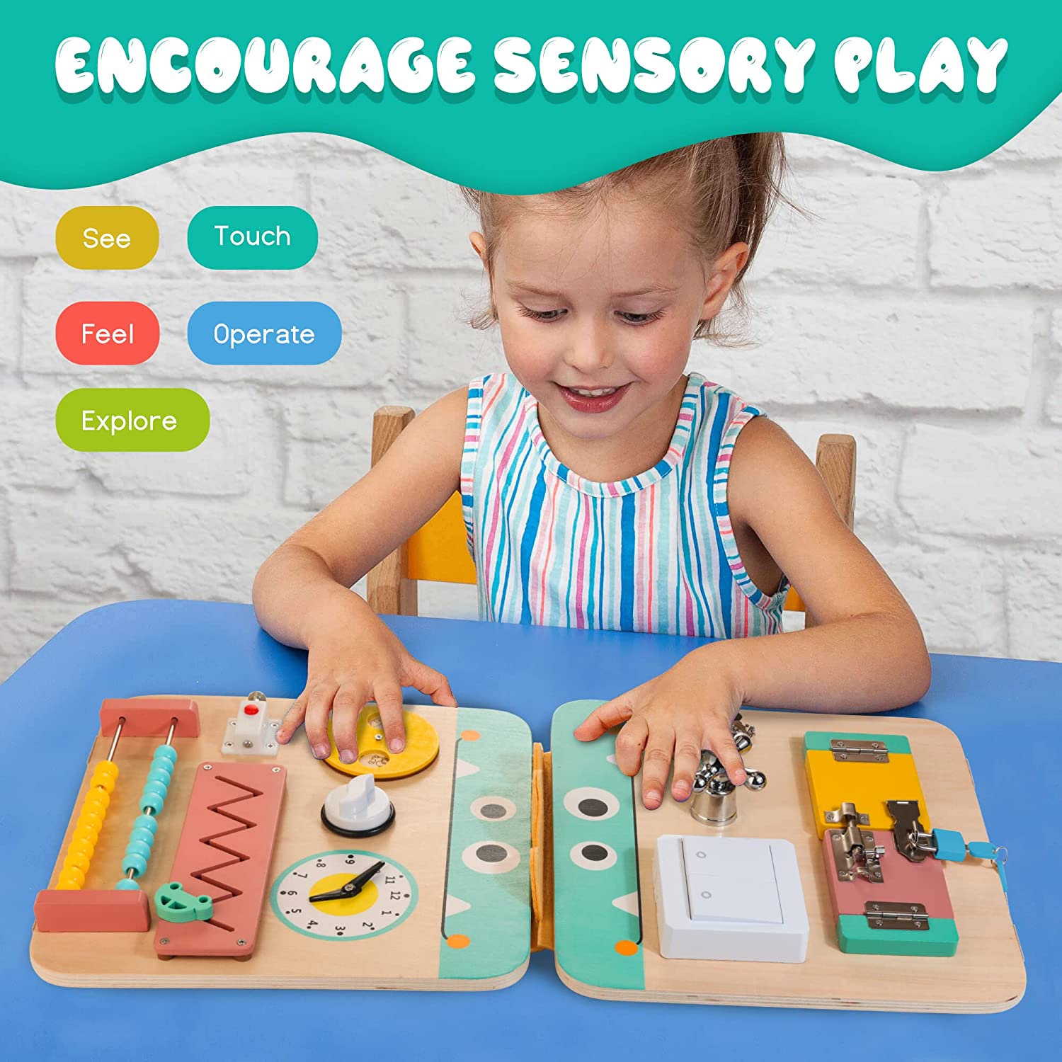 Tabla pliabila Montessori Jucarie senzoriala Busy Board
