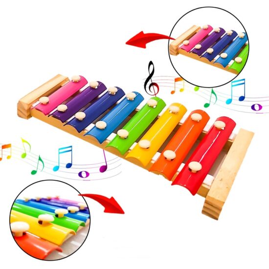 Xilofon Lemn Jucarie Muzicala 8 note Culori Curcubeu