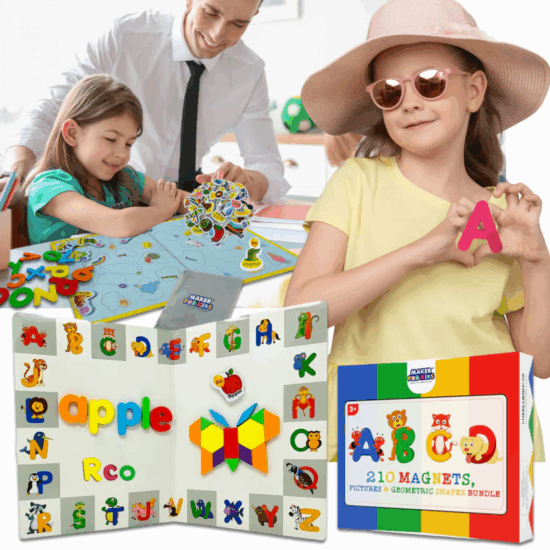 Carte magnetica educativa Litere Cifre Tangram 210 pc