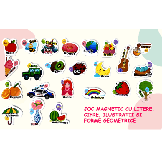 Carte magnetica educativa Litere Cifre Tangram 210 pc