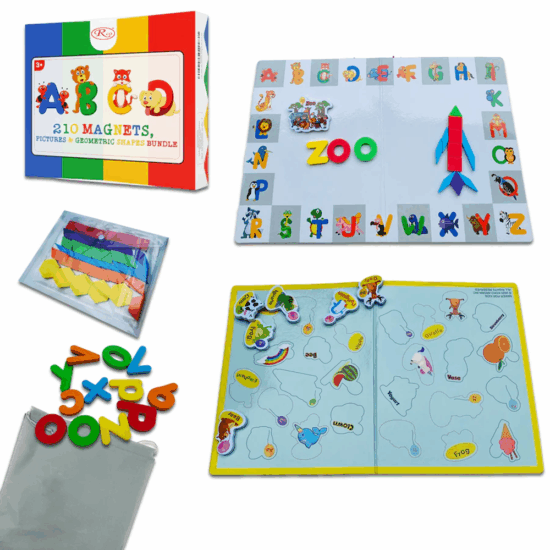 Carte magnetica educativa Litere Cifre Tangram 210 pc