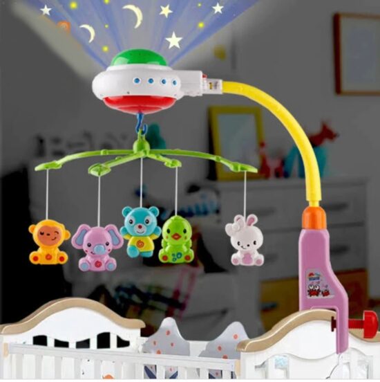 Carusel rotativ muzical cu proiectii Zornaitori animalute Carusel muzical cu proiectie Crib Bell 917