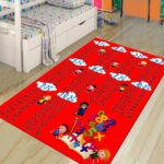 Covor educativ rosu carpeta antiderapanta pentru copii