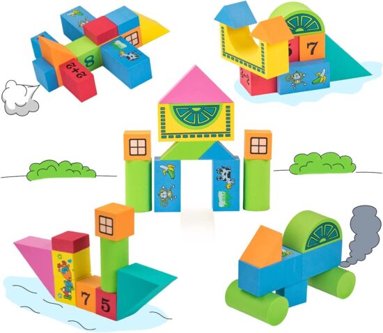 Cuburi constructie educative din spuma EVA 47 piese