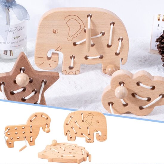 Joc de Snuruit Animale Jucarie Montessori lemn Natur