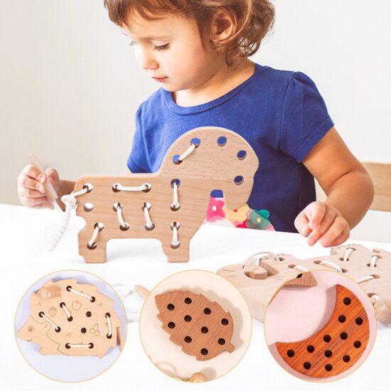 Joc de Snuruit Animale Jucarie Montessori lemn Natur