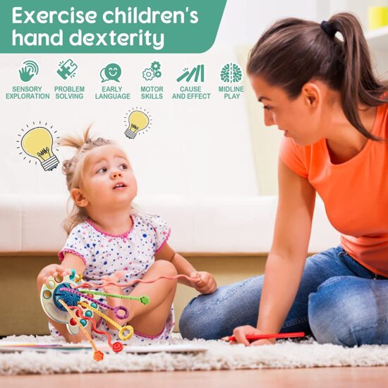 Jucarii senzoriale bebe Joc Montessori activitati cu snur