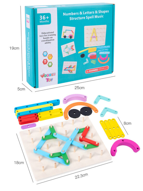 Puzzle Geoboard Constructii Montessori Numere lemn