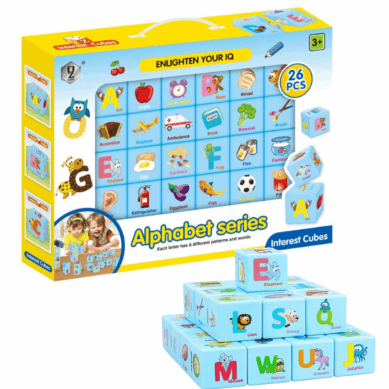Set 26 de Cuburi Alfabet cu Animalute Obiecte Cuvinte Set 26 de Cuburi Alfabet cu Animalute Obiecte Cuvinte