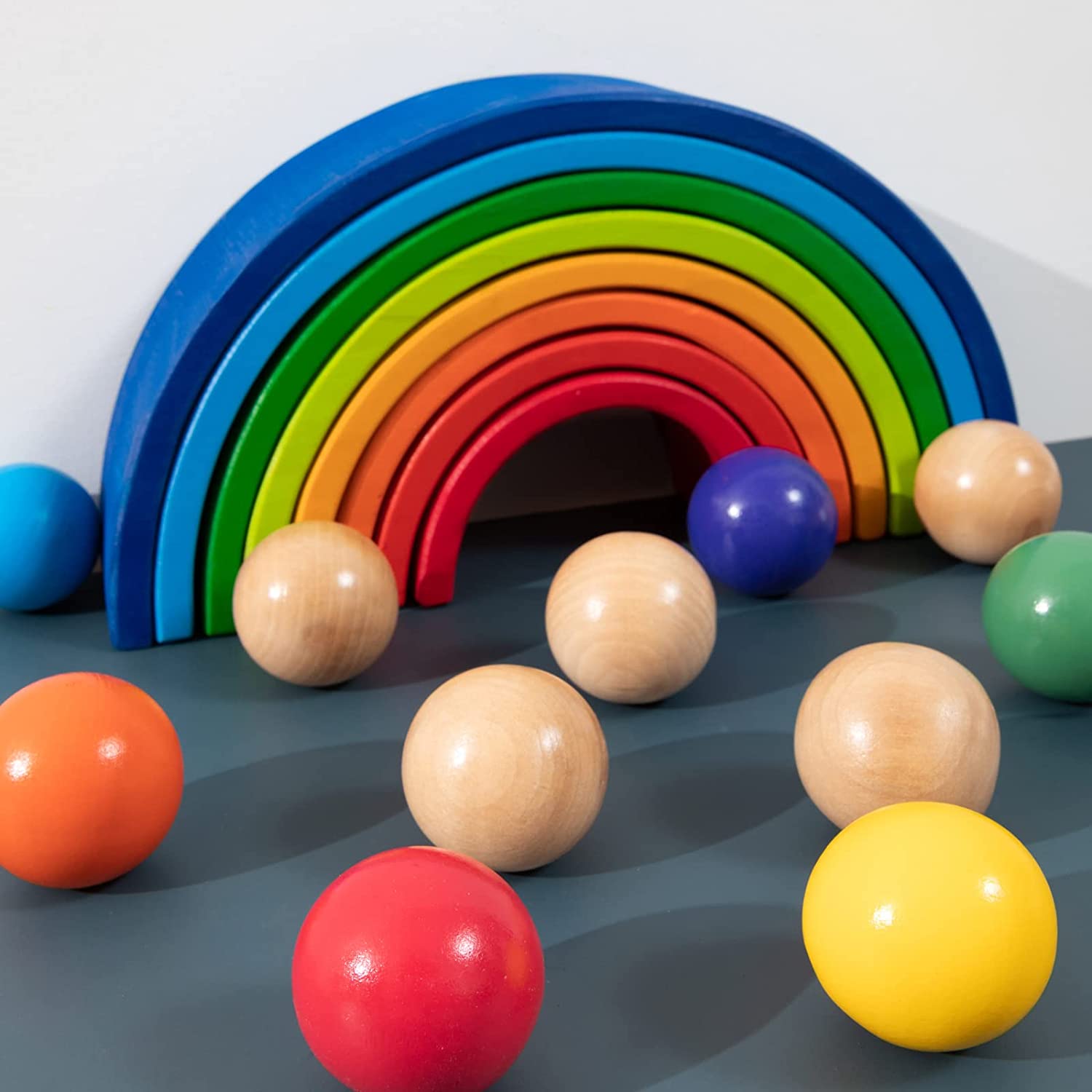 Set 6 BILE Montessori colorate Curcubeu Rainbow