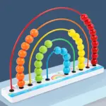 Abac din lemn Curcubeu educativ cu bile Numarare