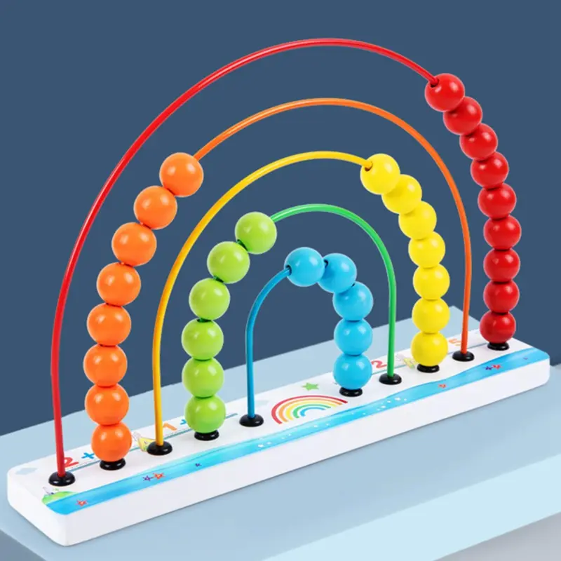 Abac din lemn Curcubeu educativ cu bile Numarare