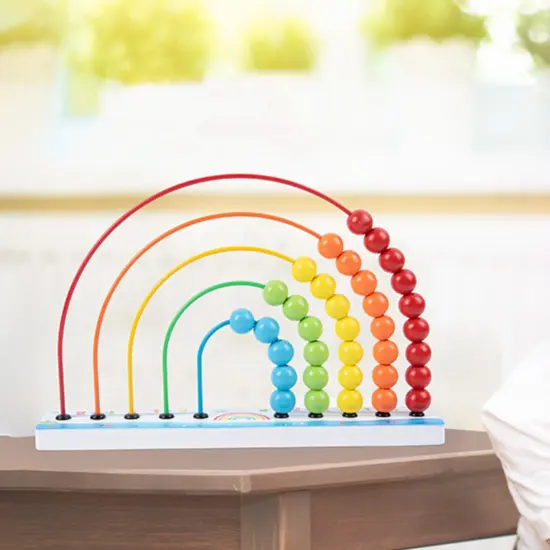 Abac din lemn Curcubeu educativ cu bile Numarare