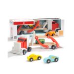Camionul cu platforma Set 4 masini din lemn Topbright