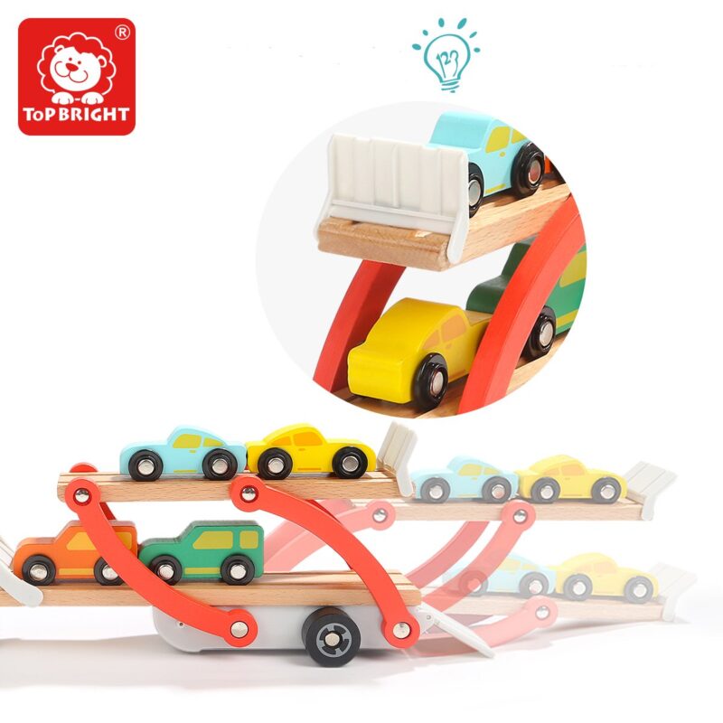 Camionul cu platforma Set 4 masini din lemn Topbright