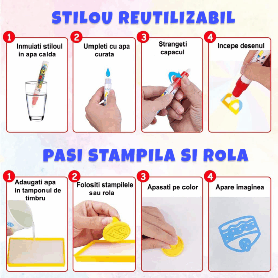 Covoras cu dinozauri Set educativ desen Marker cu apa