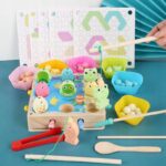 Joc Montessori 4in1 Pescuit magnetic Sortare bile color