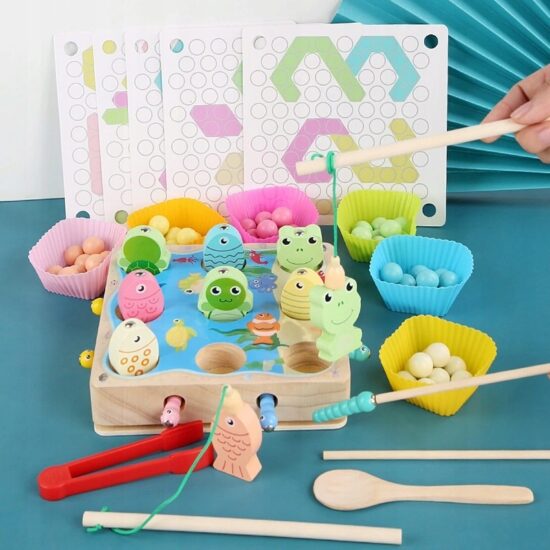 Joc Montessori 4in1 Pescuit magnetic Sortare bile color