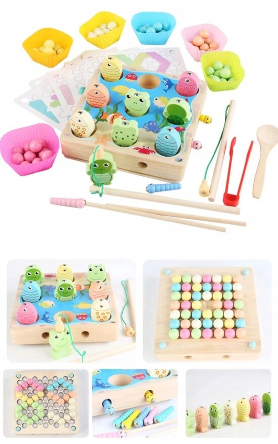 Joc Montessori 4in1 Pescuit magnetic Sortare bile color