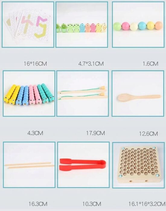 Joc Montessori 4in1 Pescuit magnetic Sortare bile color