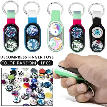 Jucarie Antistres Pop Puck, cu 2 Magneti si inel pentru breloc