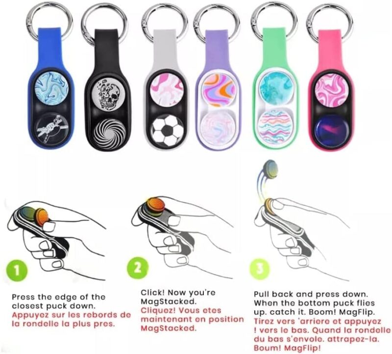 Jucarie Antistres Pop Puck, cu 2 Magneti si inel pentru breloc