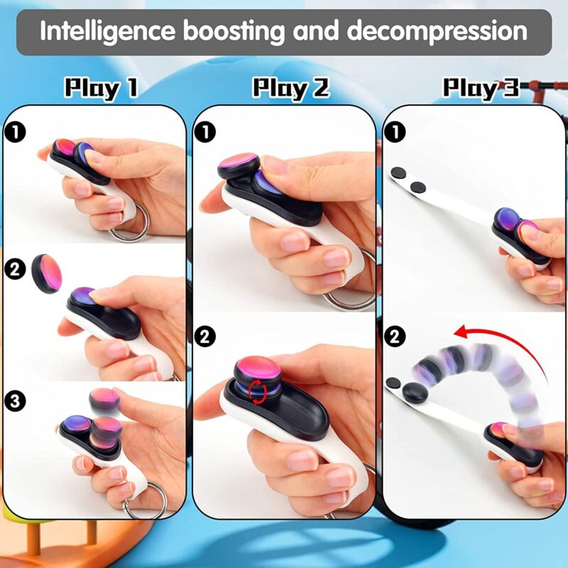 Jucarie Antistres Pop Puck, cu 2 Magneti si inel pentru breloc