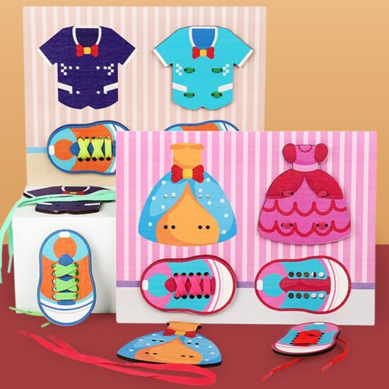 Puzzle Montessori Cum ne inchidem Sireturile Nasturii Puzzle Montessori Cum ne inchidem Sireturile Nasturii