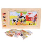 Puzzle in straturi Animalele din Jungla-Ferma din lemn