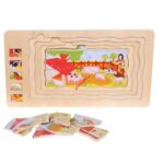 Puzzle in straturi Animalele din Jungla-Ferma din lemn