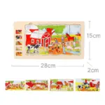 Puzzle in straturi Animalele din Jungla-Ferma din lemn