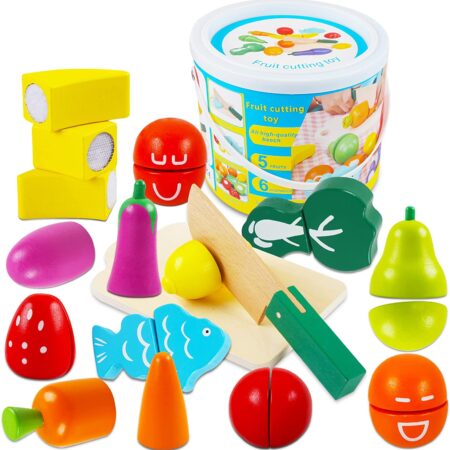 Set Alimente Fructe Legume Mancare de feliat din lemn