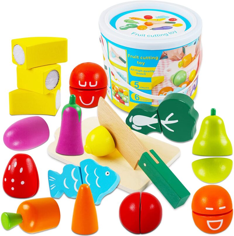 Set Alimente Fructe Legume Mancare de feliat din lemn