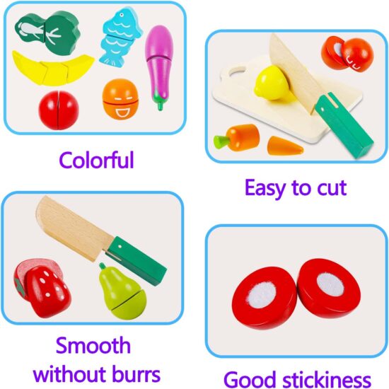 Set Alimente Fructe Legume Mancare de feliat din lemn