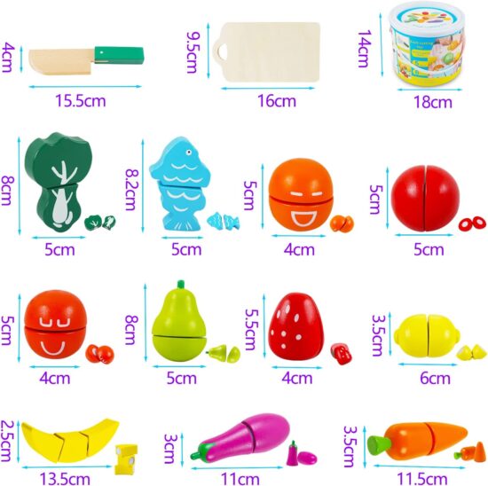 Set Alimente Fructe Legume Mancare de feliat din lemn