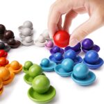 Set Montessori din lemn Sortare Bile Culori in cupe