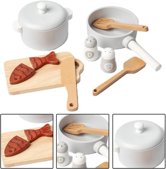 Set vase de Bucatarie Tocator Ustensile de gatit lemn