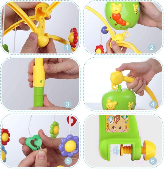 Carusel muzical Rotativ cu Jucarii detasabile animalute