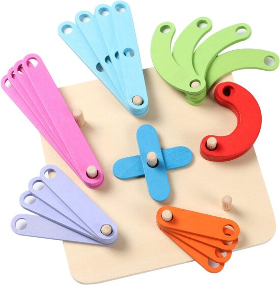 Joc Geoboard Puzzle educativ Litere Cifre Forme Stem